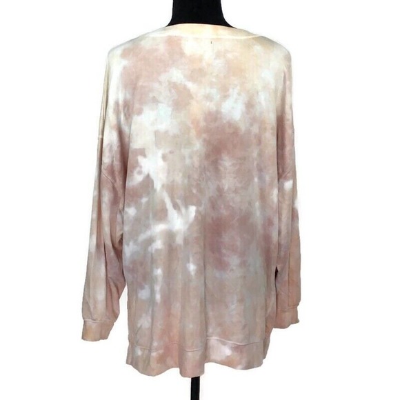 NEW Found Los Angeles Tie Dye Sweatshirt Blush Roses Shadow Sleeve Pullover Sz M - Picture 4 of 5